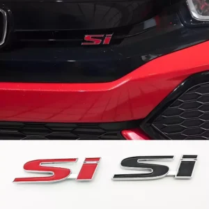 3D Metal Black Red Car Front Grille Emblem SI Logo Badge for Honda Civic & Jazz