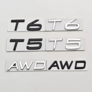 3D Metal Car Sticker Letters Logo AWD T5 T6 Emblem Badge Decals for Car