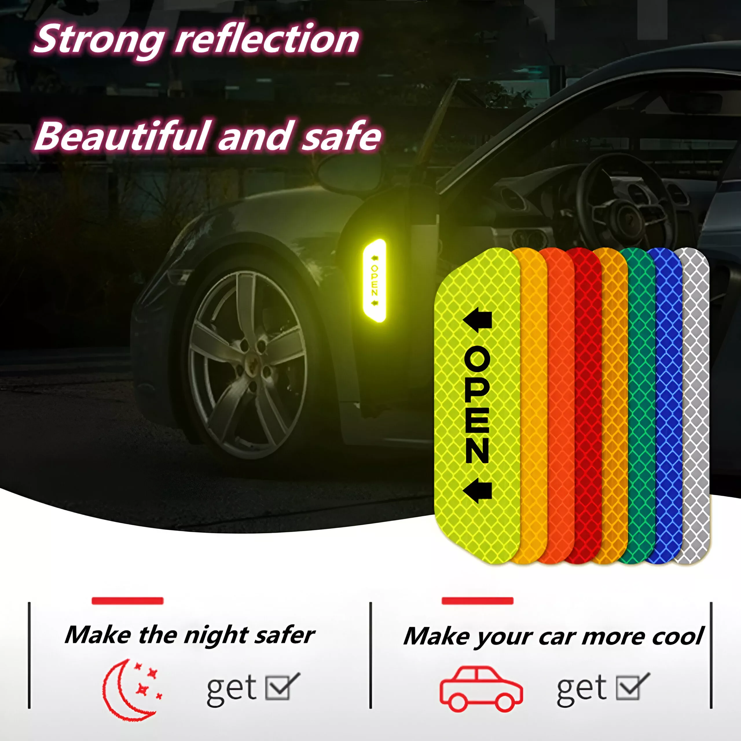 Reflective Car Door Safety Stickers – Universal Fit for Jeep, Kia, Volvo - Image 3