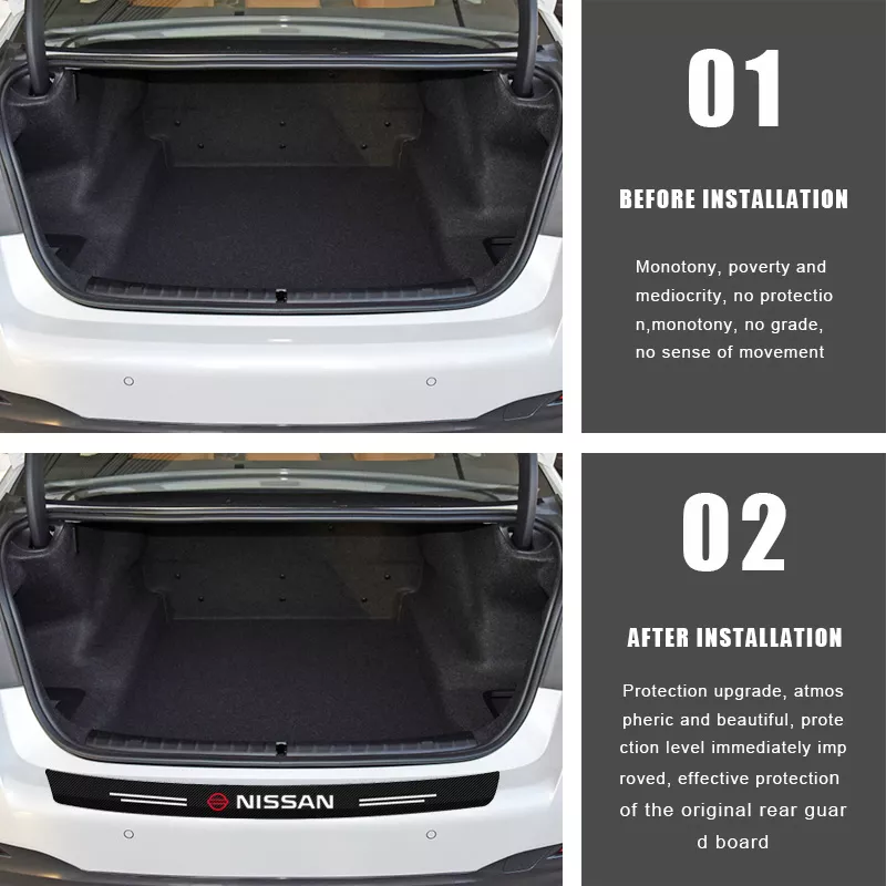 Carbon Fiber Rear Bumper Protector Sticker for Nissan X-Trail, Qashqai, Juke - Image 3