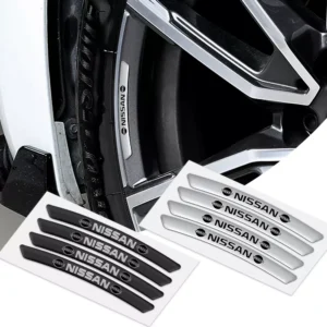 4PCS Aluminum Car Wheel Rim Stickers - Fits Nissan Nismo, GTR, X-Trail