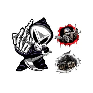 Skull Finger Reflective Vinyl Car Sticker for Honda