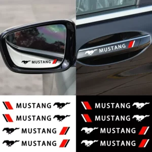 4Pcs Car Logo Rearview Mirror & Door Handle Stickers for Ford Mustang, Shelby, Focus