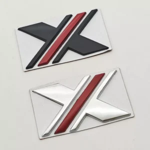 3D Metal Chrome Car X Logo Emblem Badge - Fender Rear Trunk Decal