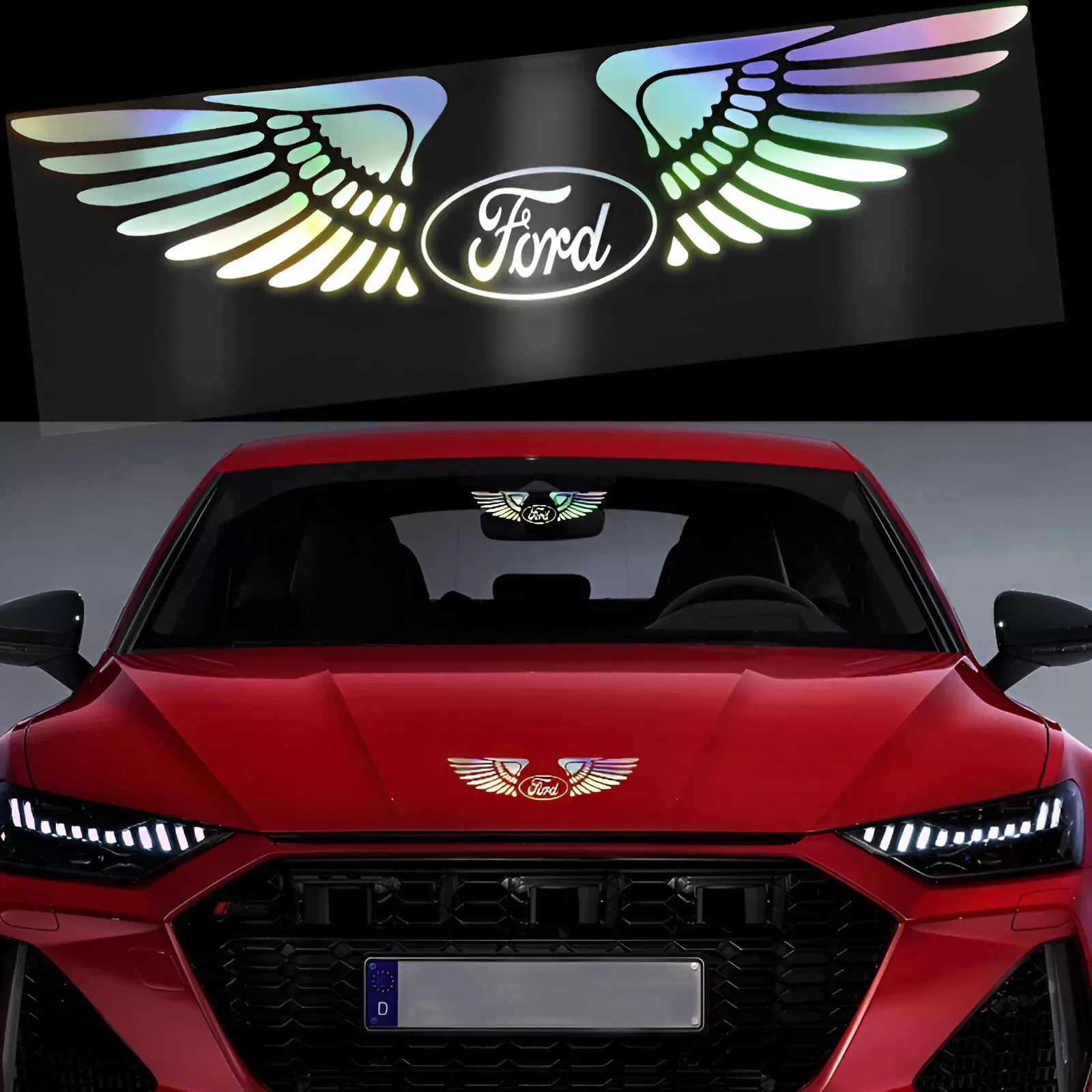 Ford Mustang, F-150, Fiesta Car Logo Laser Wing Reflective Door Decal Sticker - Image 6