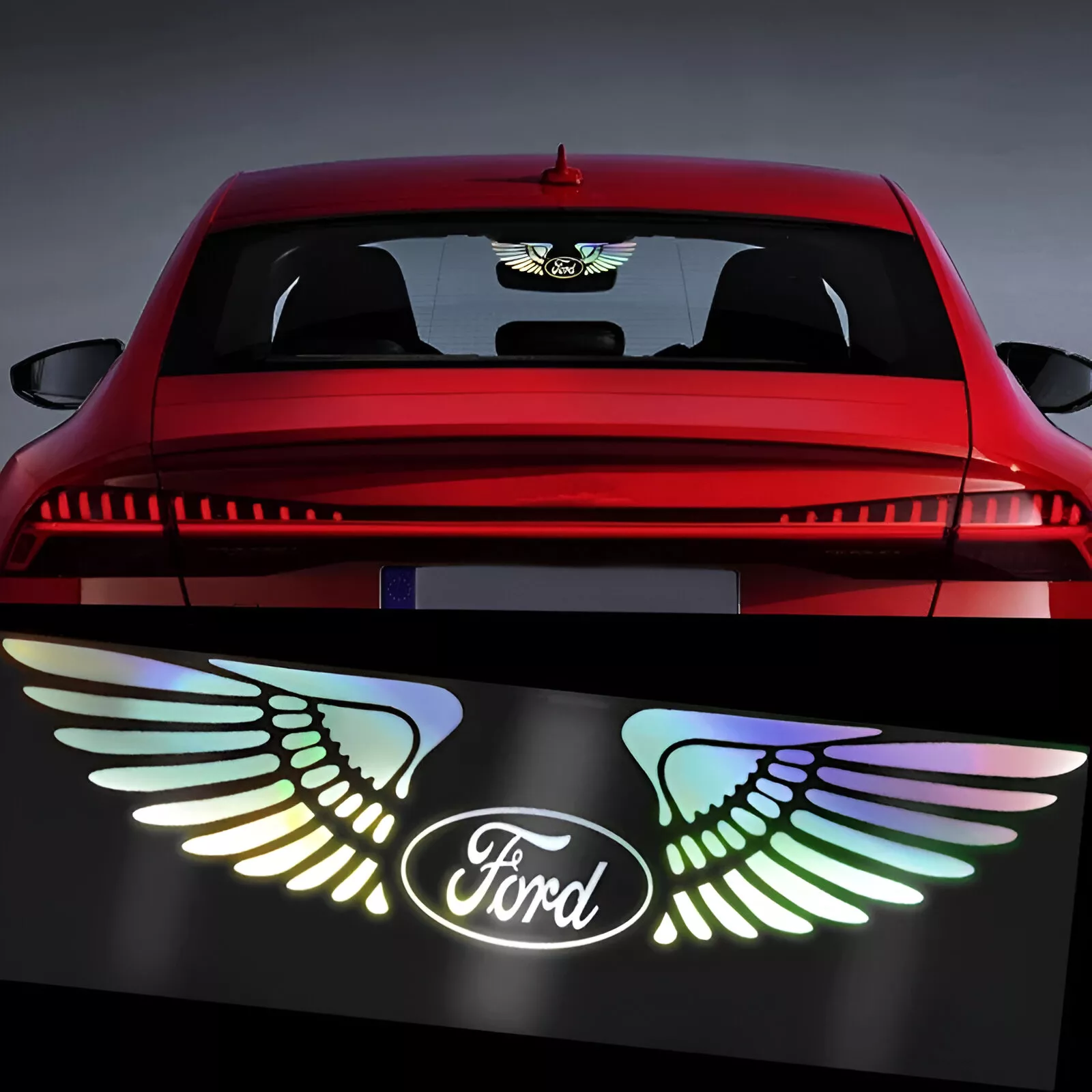 Ford Mustang, F-150, Fiesta Car Logo Laser Wing Reflective Door Decal Sticker - Image 5