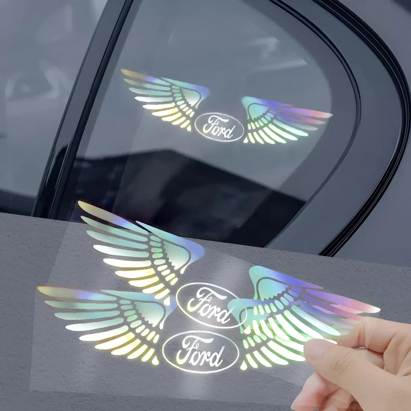 Ford Mustang, F-150, Fiesta Car Logo Laser Wing Reflective Door Decal Sticker - Image 2