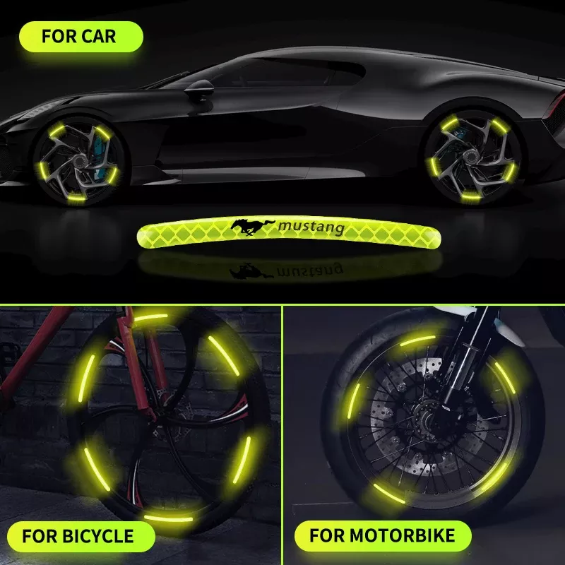 Car Logo Wheel Hub Reflective Tire Rim Sticker for Ford Mustang, Shelby, GT - Image 4