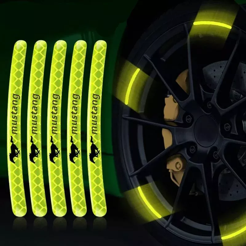 Car Logo Wheel Hub Reflective Tire Rim Sticker for Ford Mustang, Shelby, GT