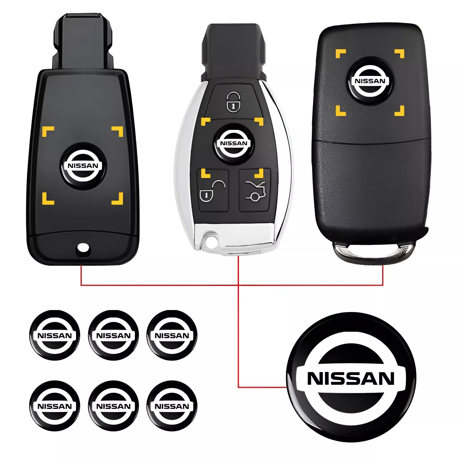 14mm Car Remote Key Sticker Aluminum Emblem Decal for Nissan, Juke, X-Trail - Image 2