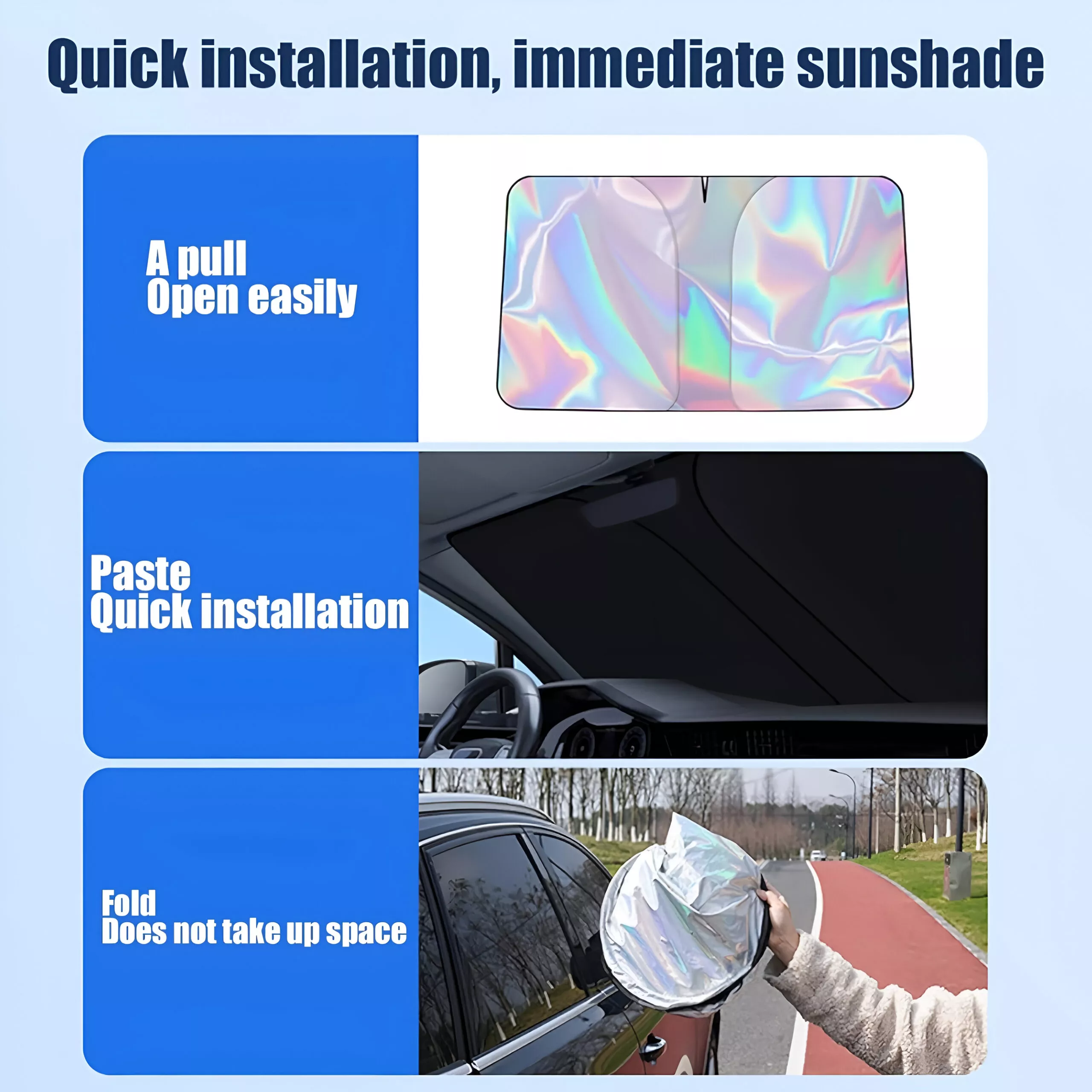 UV-Reflective Car Windshield Sunshade - Cooling Heat Shield & Privacy Curtain - Image 4