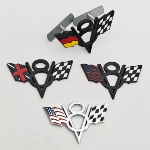 V8 Flag Emblem Badge - 3D Metal Car Sticker for Dodge, Jeep, Ford, Chevrolet