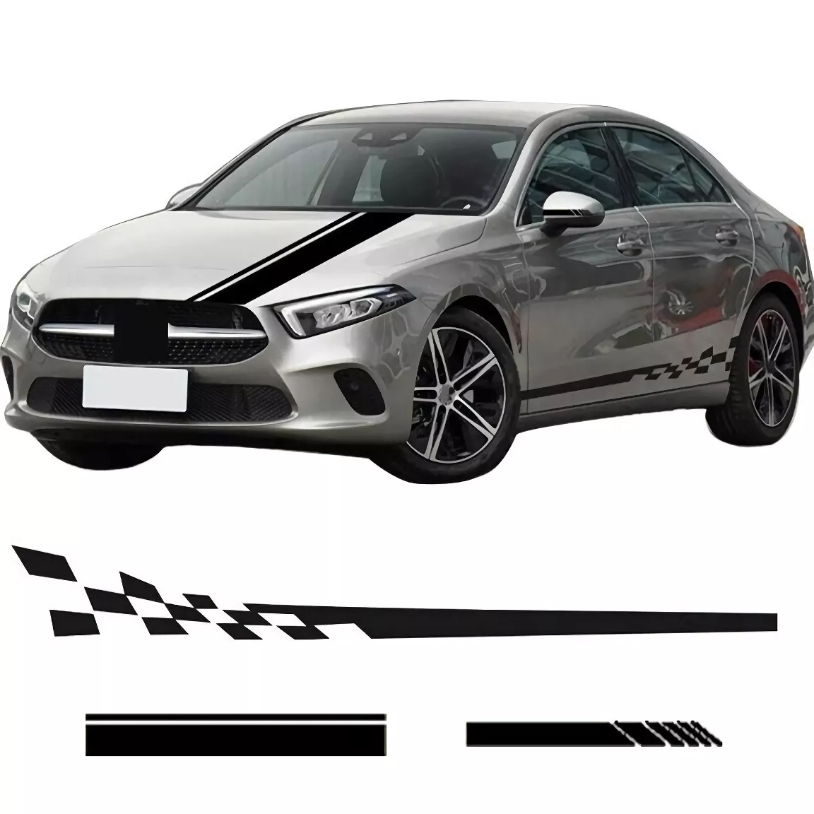 6Pcs Racing Stripe Vinyl Decal Set for Car Hood, Side, Rearview Mirror - Image 6