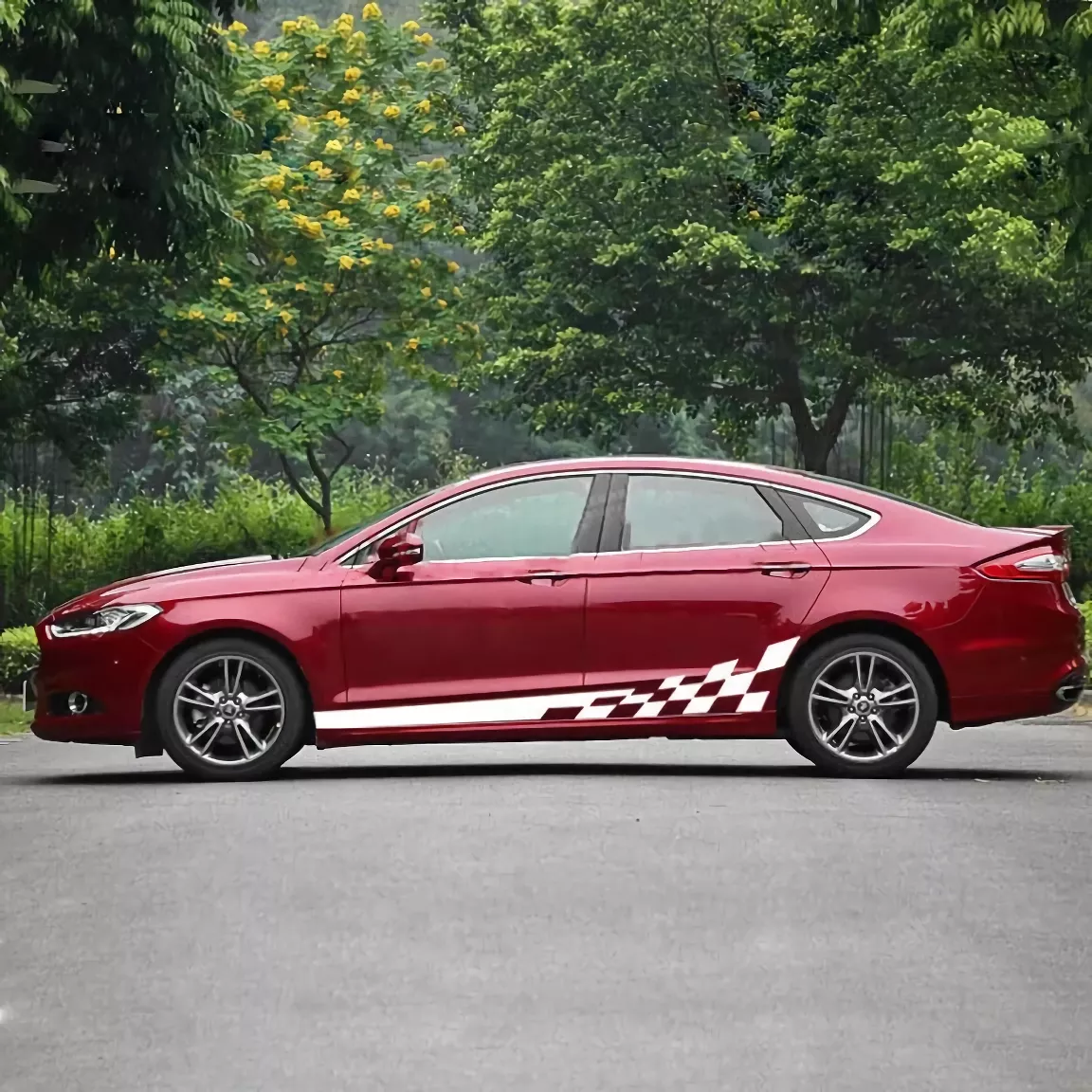 6Pcs Racing Stripe Vinyl Decal Set for Car Hood, Side, Rearview Mirror - Image 2