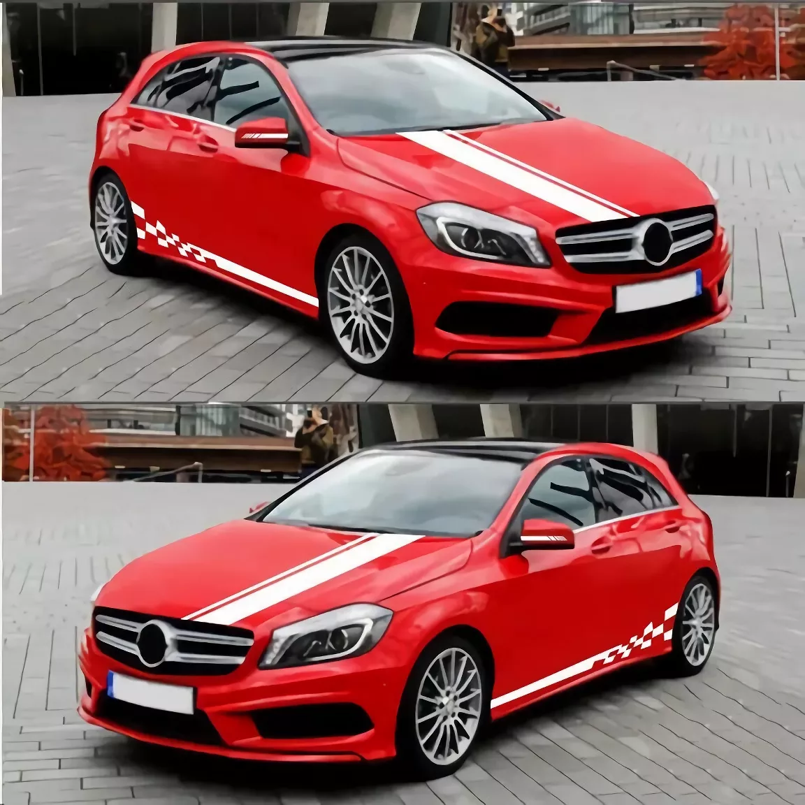 6Pcs Racing Stripe Vinyl Decal Set for Car Hood, Side, Rearview Mirror - Image 3