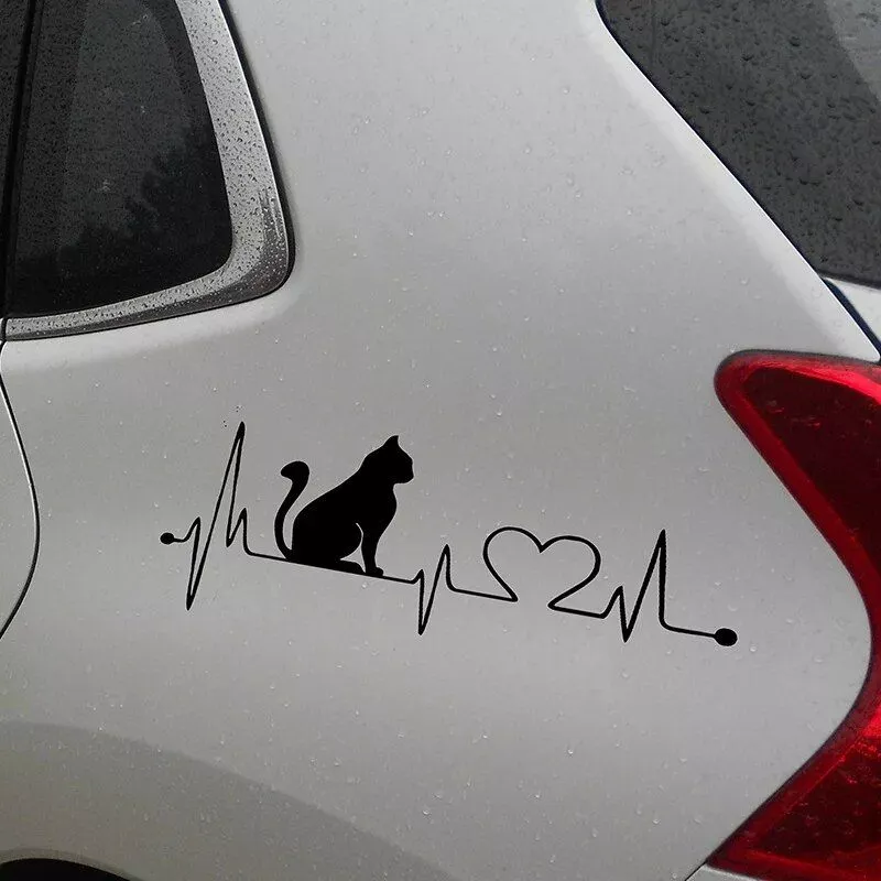Cat Electrocardiogram Car Decal – Cute EKG Cat Cartoon Sticker for Vehicles & Home Decor - Image 5