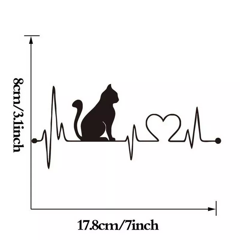 Cat Electrocardiogram Car Decal – Cute EKG Cat Cartoon Sticker for Vehicles & Home Decor - Image 4