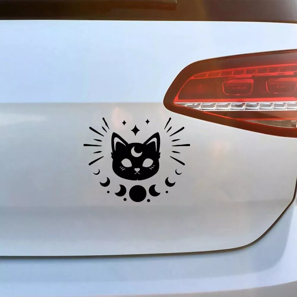 Cute Cat Moon Phase Car Sticker - Image 4