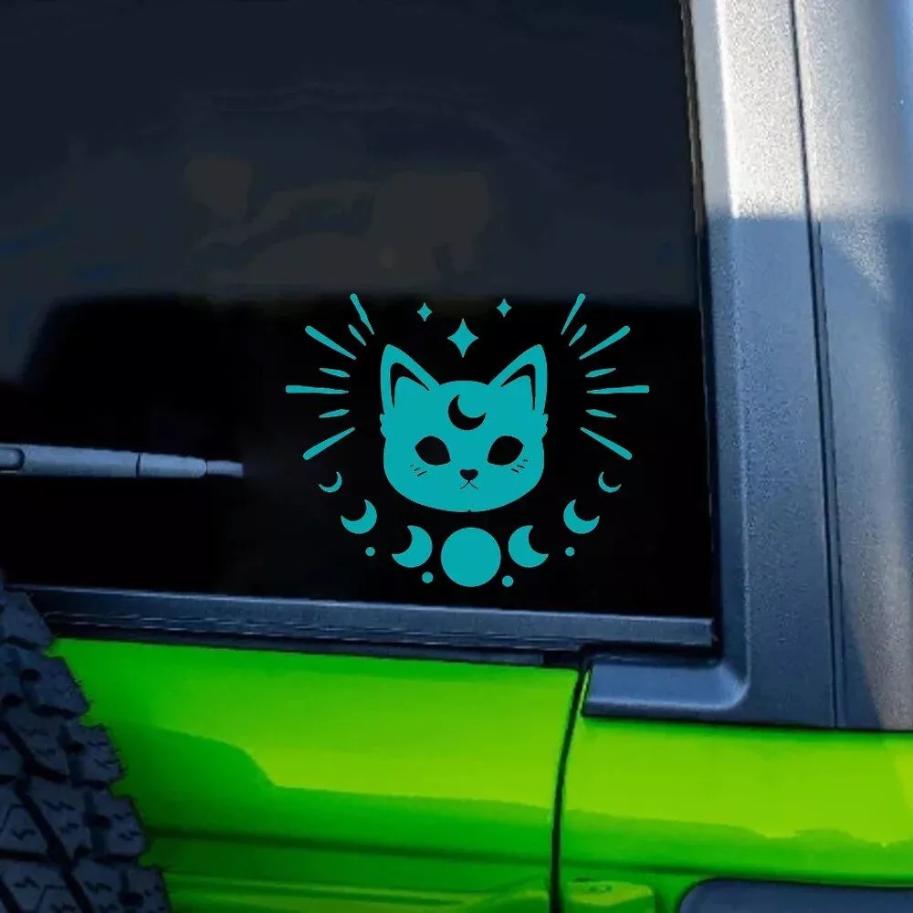 Cute Cat Moon Phase Car Sticker - Image 2
