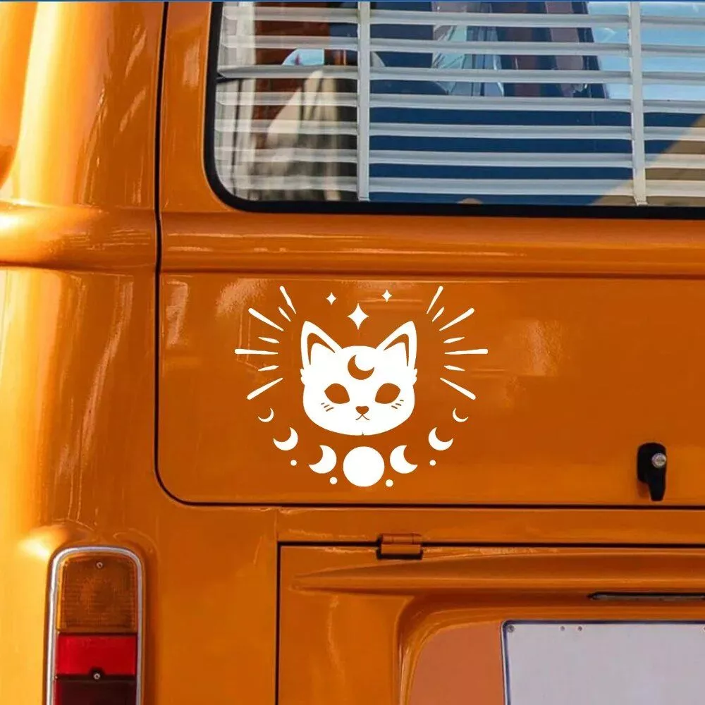 Cute Cat Moon Phase Car Sticker - Image 6