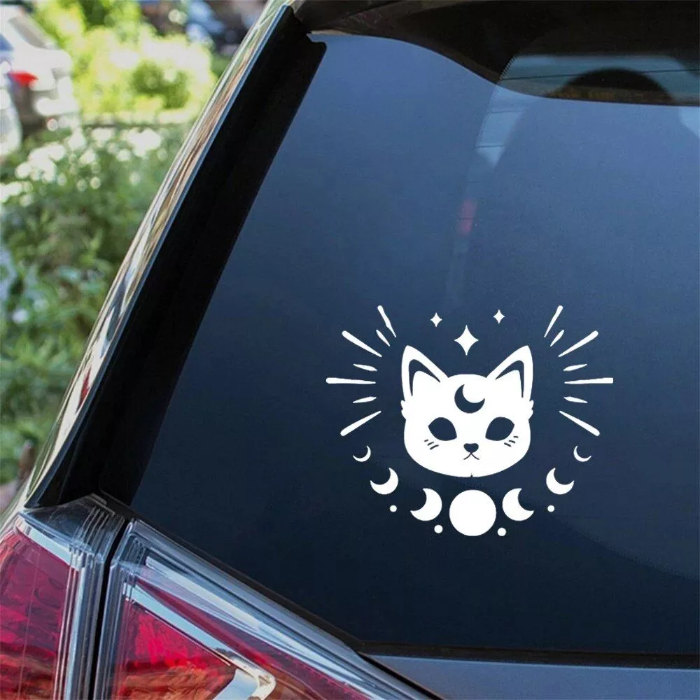 Cute Cat Moon Phase Car Sticker - Image 5