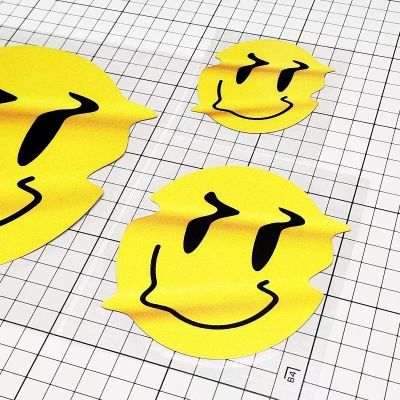 Reflective Twisted Smiley Waterproof Decals for Vehicles and Gadgets - Image 4
