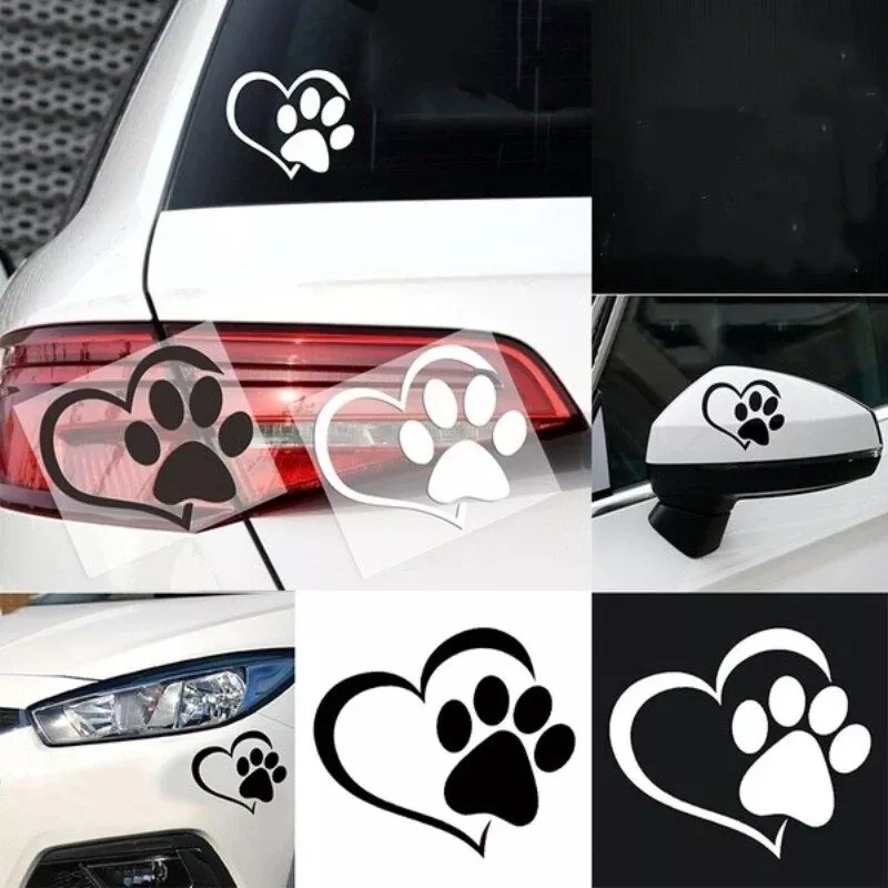 Adorable Heart & Paw Print Car Sticker - Image 2