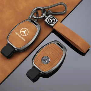 Leather Zinc Alloy Car Remote Key Case for Mercedes-Benz