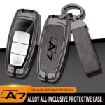 Luxury Metal & Leather Car Key Case for Audi 8 10814 87a346