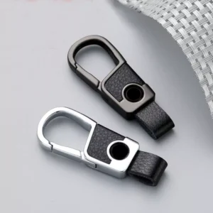 Genuine Leather Car Key Chain with Metal Keyring for Toyota