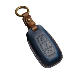 Premium Leather Car Key Cover for Hyundai Elantra, Santa Fe, Kona