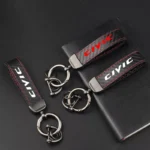 Leather Carbon Fiber Car Keychain Honda 7 11144 ea1374