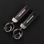 Leather Carbon Fiber Car Keychain Honda 4 11224 89763e