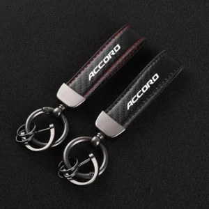 Leather Carbon Fiber Car Keychain Honda