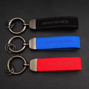Luxury Suede Leather Mercedes-Benz AMG Keychain