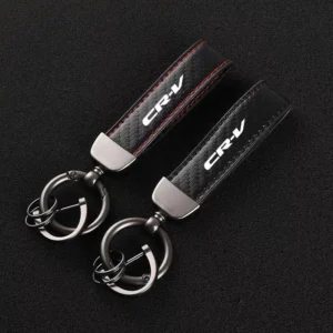 Leather Carbon Fiber Car Keychain Honda