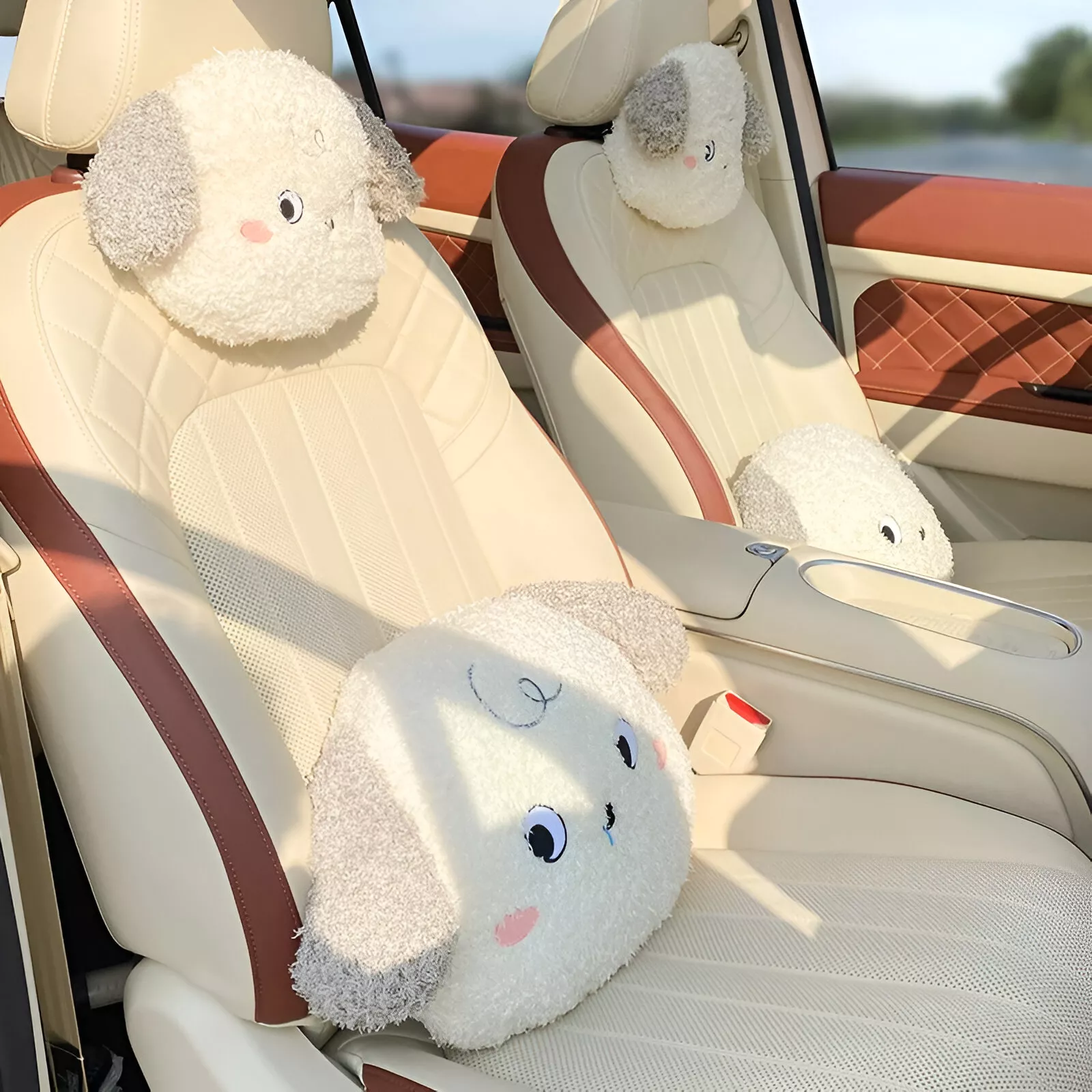 Plush Dog Pillows for Neck & Lumbar Support on Drives