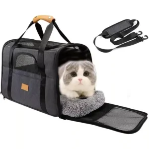 Foldable Cat Carrier Bag with Safety Zippers & Bonus Bowl Nissan Qashqai, Juke, X-Trail