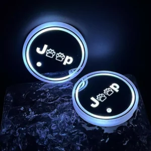 2PCS LED Cup Holder Lights for Car – 7-Color Changing Coasters for Jeep, Ford, Toyota
