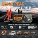 6000A Portable Car Jump Starter Power Bank for BMW, Toyota, and Ford 5 1486 064025