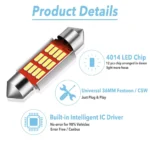 2pcs Canbus 36mm LED Festoon Bulbs – Bright License Plate Lights for Volkswagen Golf, Passat, Polo 8 1639 297ef9
