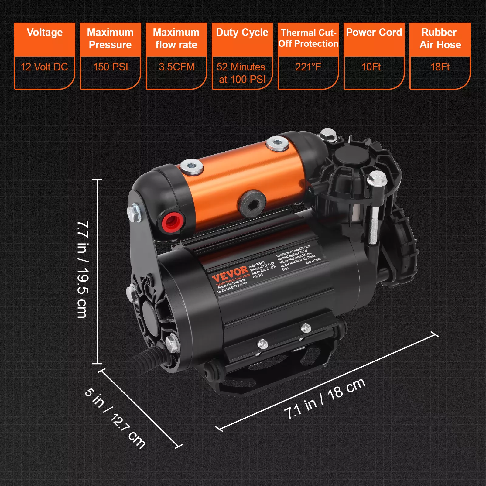 12V 150PSI 3.5CFM