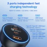 160W QC 5.0 Fast Car Charger for Tesla, Ford, Toyota - USB-C PD 5 2582 f6c3f7