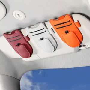 Fashion Leather Car Logo Sun Visor Glasses Clip for Mercedes-Benz, Audi, BMW