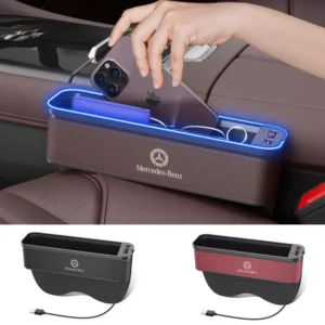 USB Charging Seat Gap Storage Box for Mercedes-Benz, Audi, BMW - Multi-Color Light