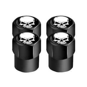 4Pcs Skull Tire Valve Stem Caps – Universal Fit for Ford, Toyota, Honda