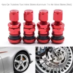 4PCS Short Metal Tire Valve Stems with Dust Caps – Universal for Ford, Toyota, and Honda 5 5184 79cad2