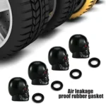 4Pcs Skull Tire Valve Stem Caps - Universal Fit for Ford, Toyota, and Honda 5 5630 060796