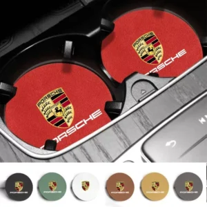 2PCS Suede Car Coasters for Porsche