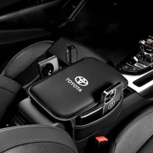 Leather Armrest Box Pad with Storage Pocket for Toyota Camry, Corolla, and RAV4